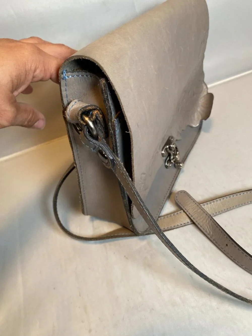 Patricia Nash Cecina Flap Crossbody in Safflower Gray - Picture 6 of 9